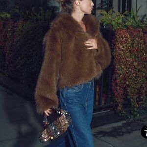 Zara FAUX FUR SHORT COAT in XS rare